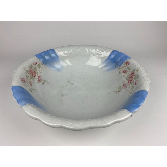 Antique Victorian KLONDYKE Floral Ceramic Wash Basin, 17" - Picture 1 of 10